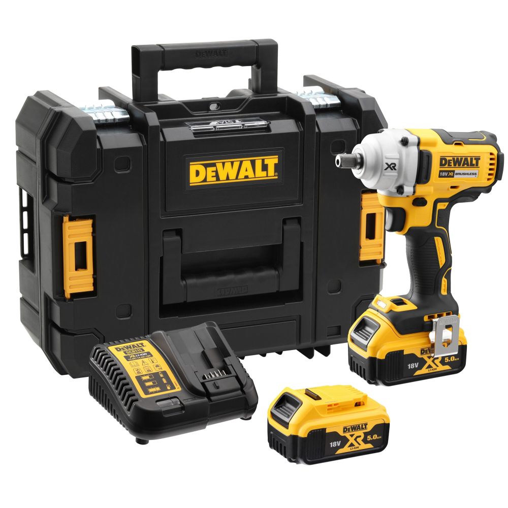 Аккумуляторный гайковерт DEWALT DCF894P2, 18 В, 447 Нм, 3100 уд/мин, с 2 АКБ 5 Ач и ЗУ, в кейсе TSTAK (DCF894P2-QW)